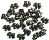 25 14mm Black and Gold Elephant Beads
